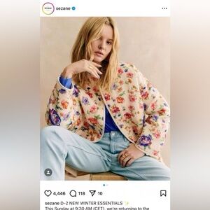 Sezane LIKE Multicolor Floral Puffer Jacket
